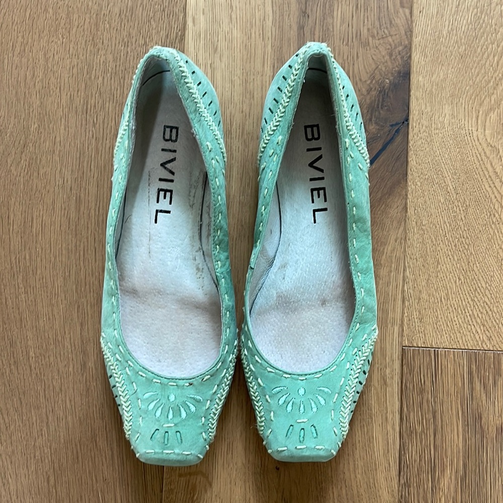 BIVIEL Low heal - aquamarine/mint color, size 7